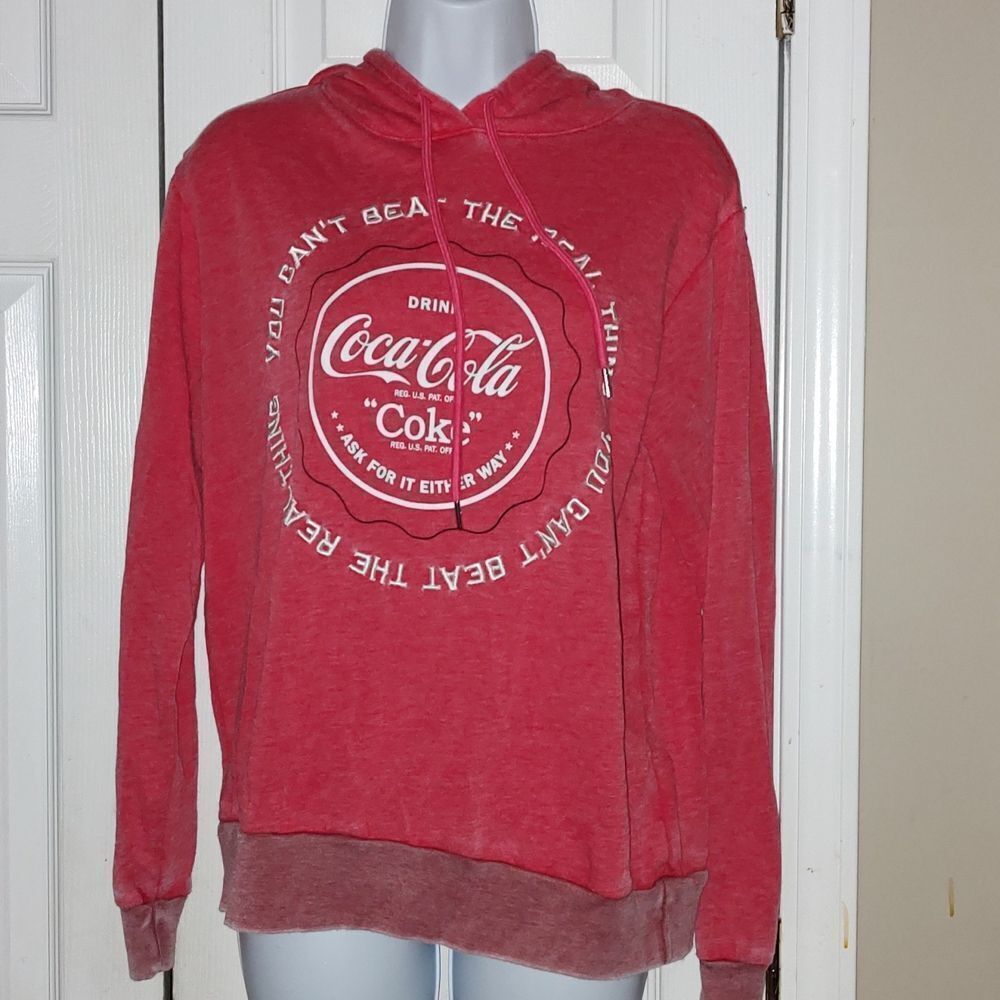 Coca Cola red light weight sweatshirt hoodie  SZ L  ( Juniors 11/13)
